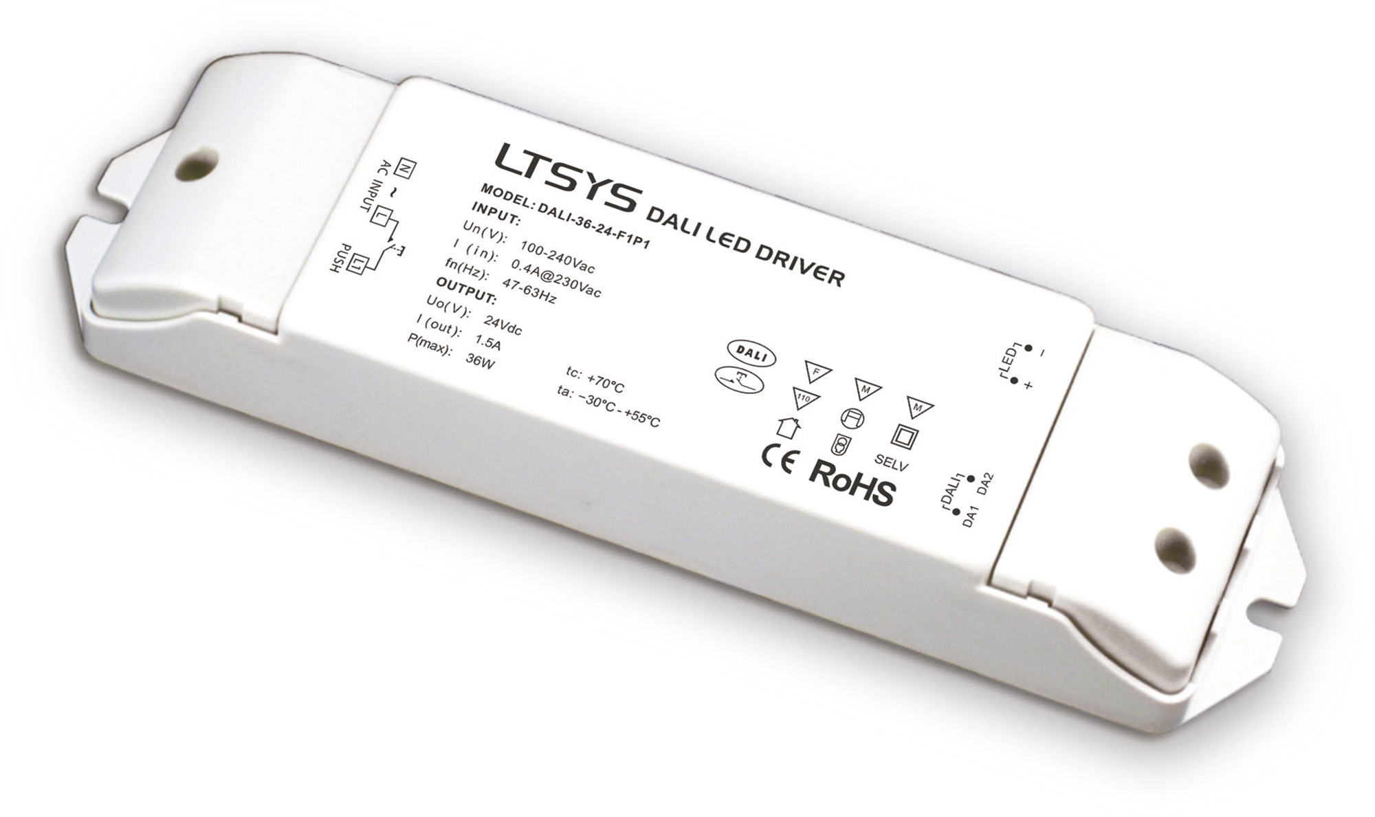 DALI Push Dim PWM 36W Voltage Dimmable Driver 24V